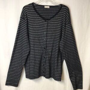 CROSSROADS Women’s Cardigan Button Front Black with Metallic Thread Size L